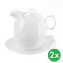 Zestaw do herbaty MONA, 3 części, porcelana, 2 szt