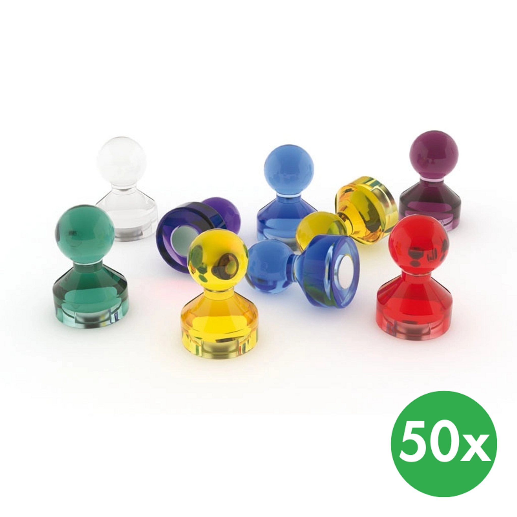 Zestaw magnesów do tablic magnetycznych, średnica 11 mm, kryształ - mix kolorów, 50 szt