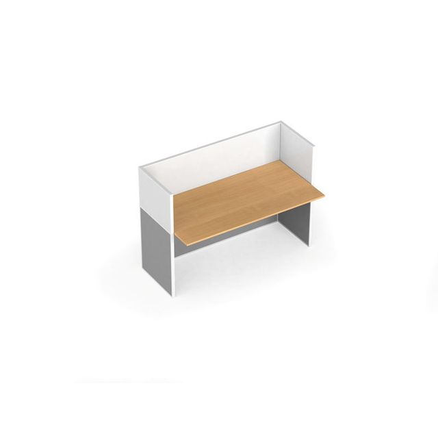 Zestaw parawanów biurowych ze stołem prostym PRIMO, magnetyczny, 1 miejsce, brzoza