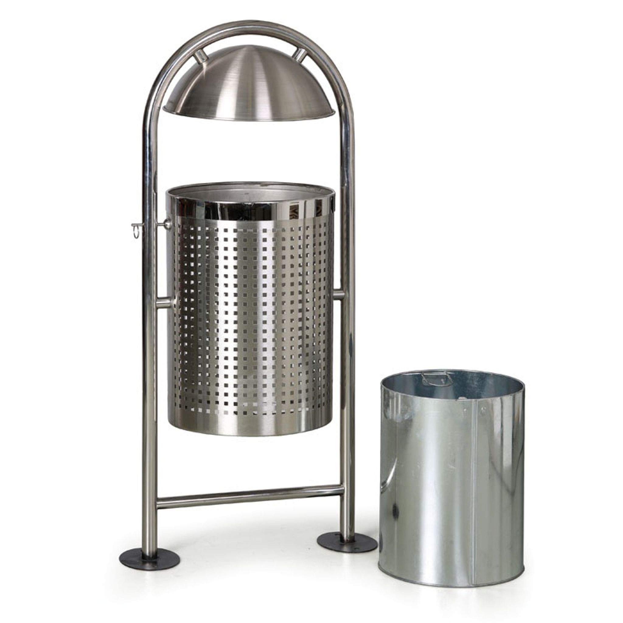 Zewnętrzny kosz na śmieci ze stali nierdzewnej, 27 l, 460 x 320 x 1150 mm