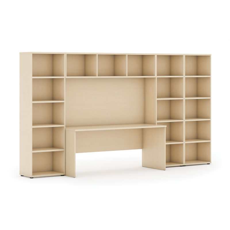 Fotografia produktu: Zostavy knižníc INTEGRO so stolom, nižšie/širšie, 3350 x 700/400 x 1920 mm, breza