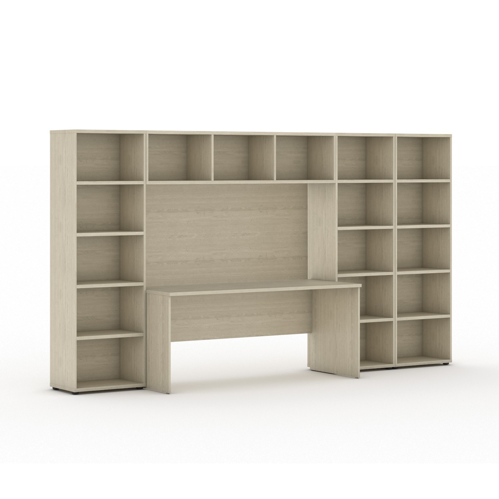 Fotografia produktu: Zostavy knižníc INTEGRO so stolom, nižšie/širšie, 3350 x 700/400 x 1920 mm, dub prírodný