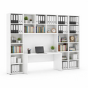 Zostavy knižníc INTEGRO so stolom, vyšší/šírší, 3550 x 700/400 x 2300 mm, biela