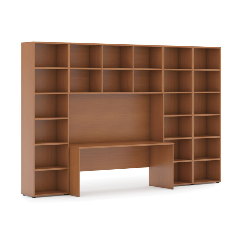 Fotografia produktu: Zostavy knižníc INTEGRO so stolom, vyšší/šírší, 3550 x 700/400 x 2300 mm, čerešňa