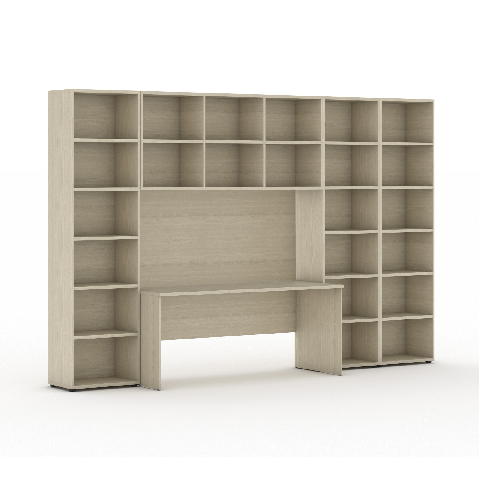 Fotografia produktu: Zostavy knižníc INTEGRO so stolom, vyšší/šírší, 3550 x 700/400 x 2300 mm, dub prírodný