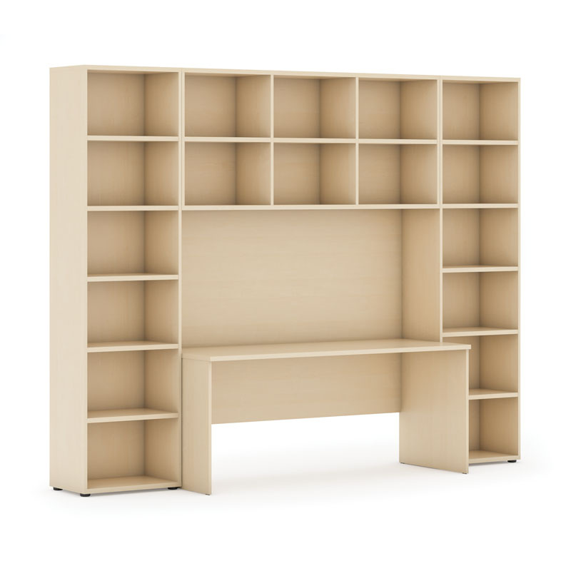 Fotografia produktu: Zostavy knižníc INTEGRO so stolom, vyššie, 2950 x 700/400 x 2300 mm, breza