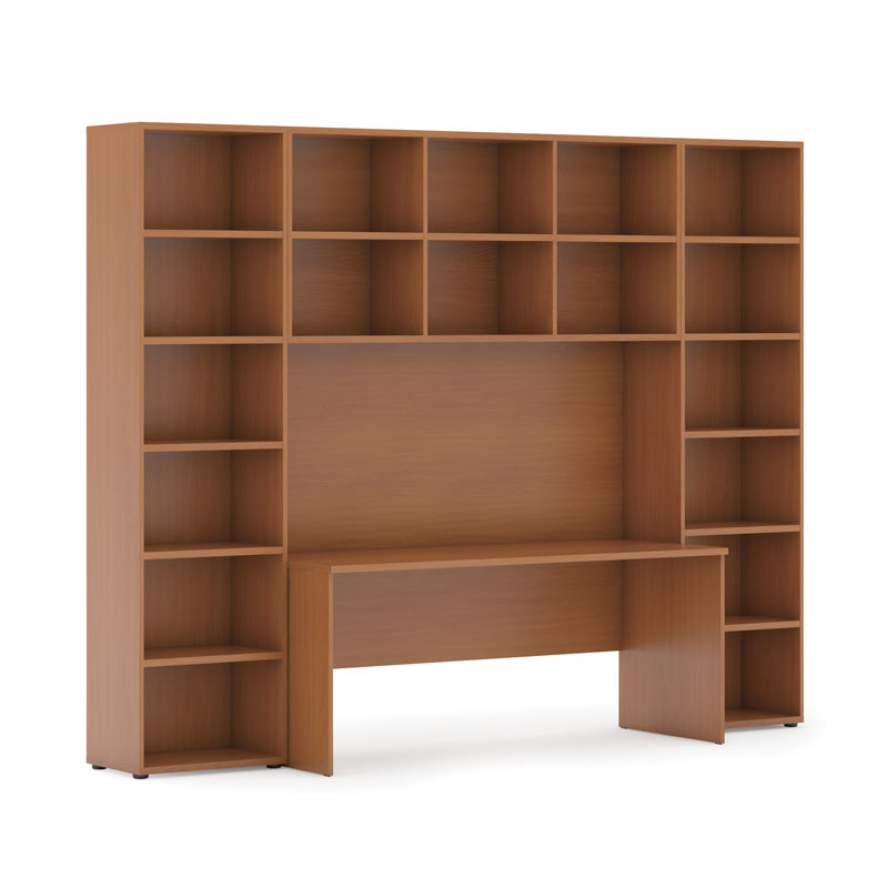 Fotografia produktu: Zostavy knižníc INTEGRO so stolom, vyššie, 2950 x 700/400 x 2300 mm, čerešňa