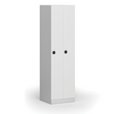 Zúžená kovová šatní skříňka S1, 2 oddíly, 1850 x 500 x 500 mm, demont, RFID zámek, laminované dveře, bílá