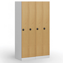 Zúžená kovová šatní skříňka S1, 2 oddíly, 1850 x 500 x 500 mm, RFID zámek, laminované dveře, bílá