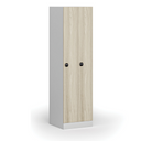 Zúžená kovová šatní skříňka S1, 2 oddíly, 1850 x 500 x 500 mm, RFID zámek, laminované dveře, dub přírodní