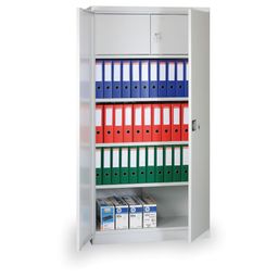 Zváraná policová dielenská skriňa s vnútornou uzamykateľnou schránkou, 4 police, 1990 x 1200 x 435 mm