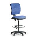 Zvýšená pracovná stolička MILANO II bez podpierok rúk, permanentný kontakt, klzáky, modrá