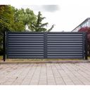 Zweiflügeltor aus Stahl mit Z-Lamellen, Breite 420 cm, Höhe 146 cm, Anthrazit