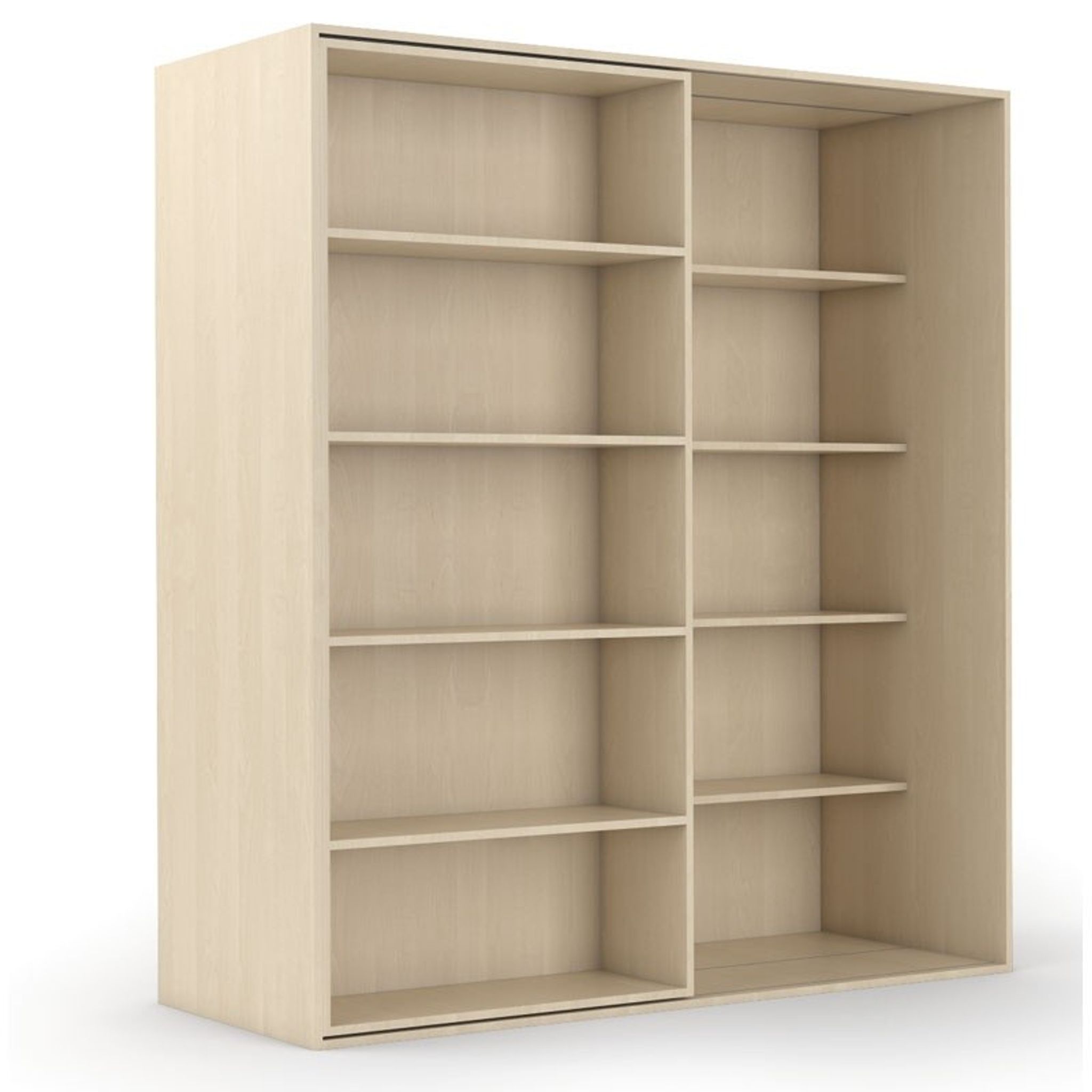 Zweireihiges Schiebe-Bücherregal DOUBLE, 1800 x 700 x 2000 mm, Birke