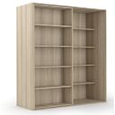 Zweireihiges Schiebe-Bücherregal DOUBLE, 1800 x 700 x 2000 mm, Eiche natur