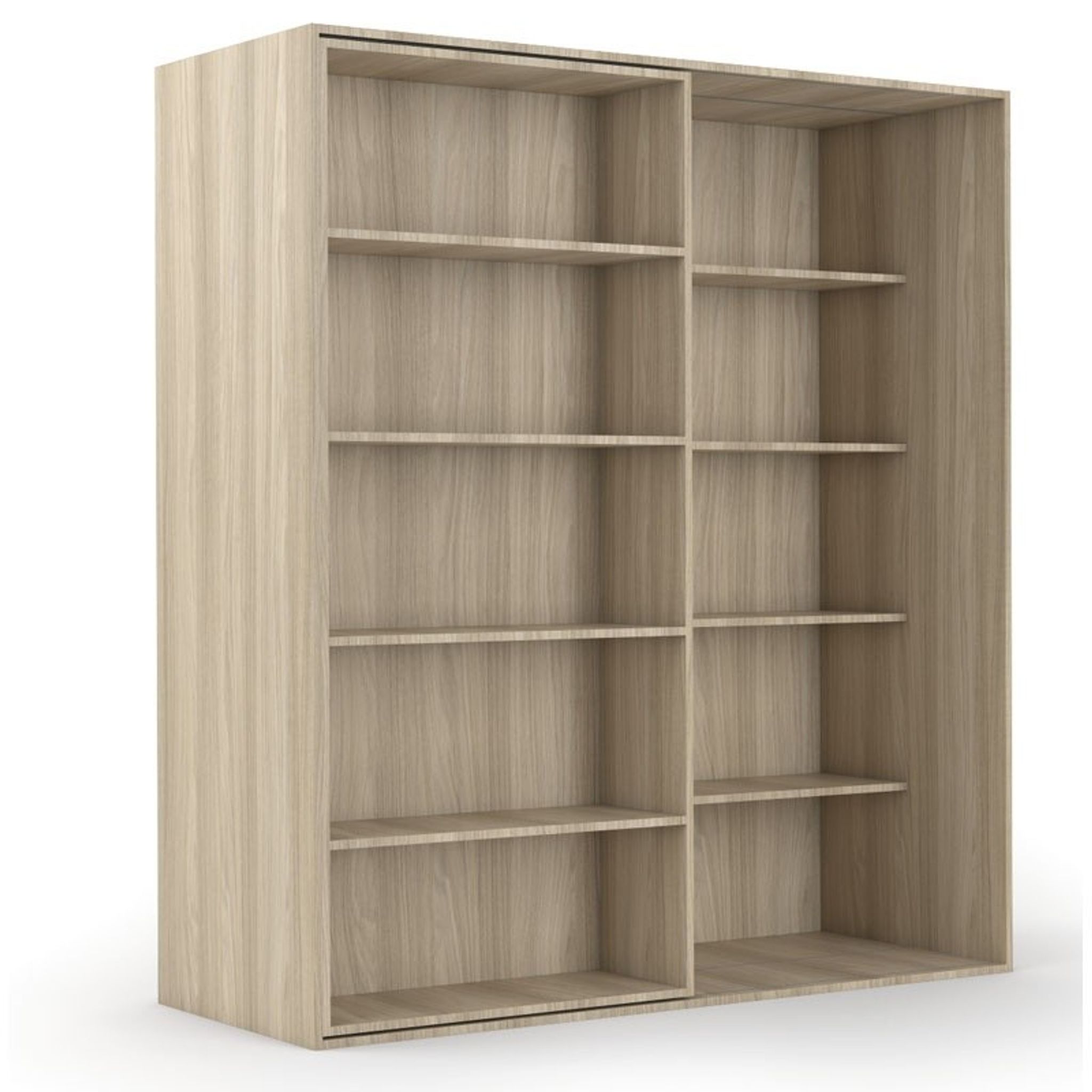 Zweireihiges Schiebe-Bücherregal DOUBLE, 1800 x 700 x 2000 mm, Eiche natur