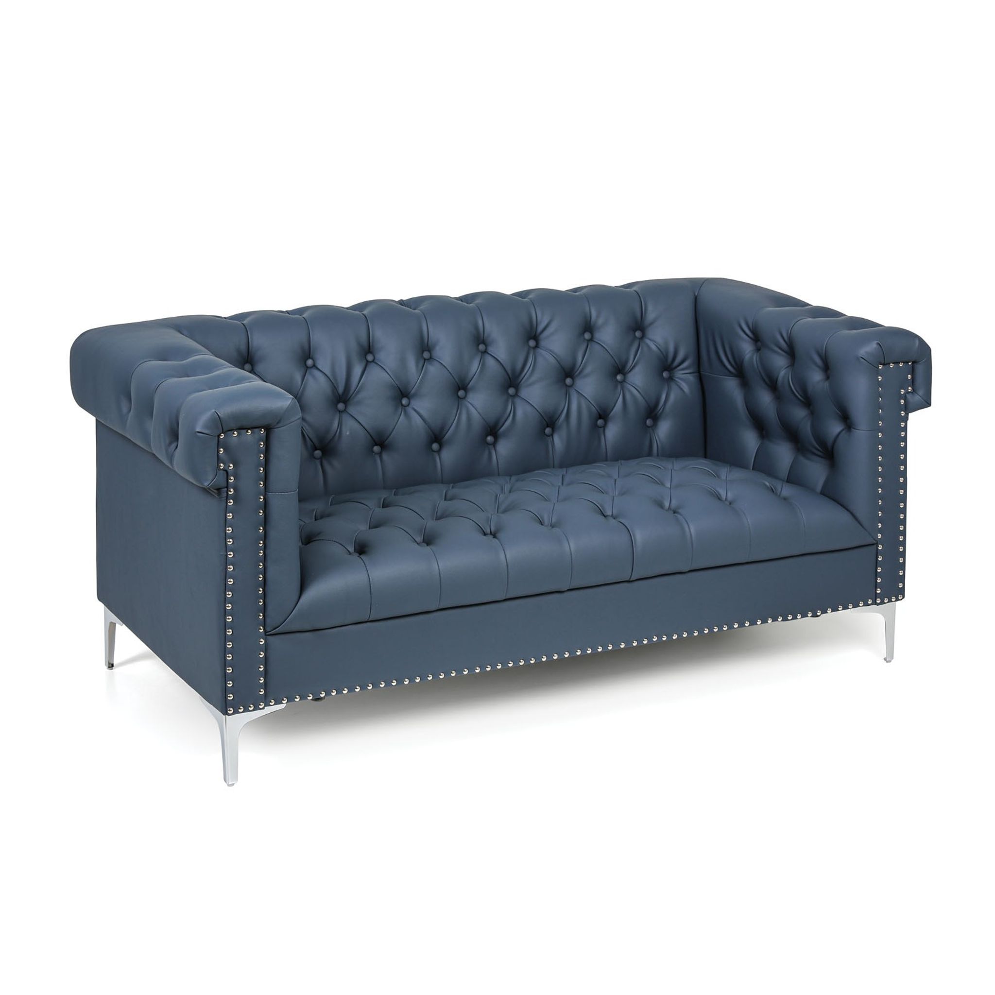 Zweisitzer-Sofa Leder RICK, 2 Plätze, blau