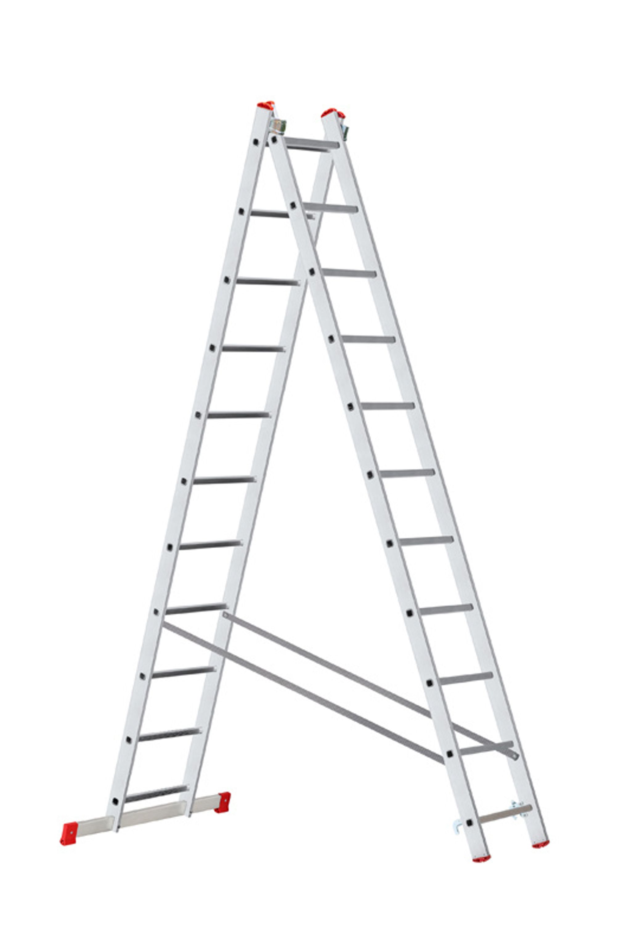 Zweiteilige Mehrzweck-Aluleiter HOBBY, 2x11 Sprossen, 5,06 m Zweiteilige Mehrzweck-Aluleiter HOBBY, 2x11 Sprossen, 5,06 m